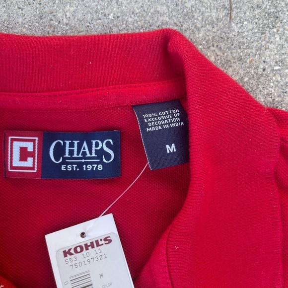 Chaps Red Short Sleeve Men's Everyday Polo muscle Shirt Medium NWT - Picture 4 of 5